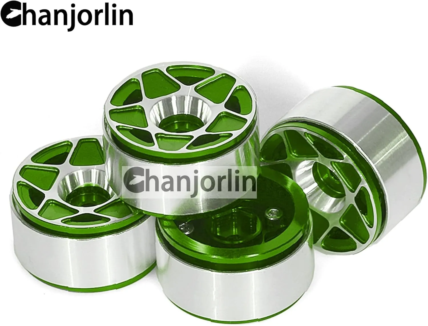 1.0 RC Beadlock Wheels Rims 12mm Hex 1/24 1/18 Aluminum Alloy Mud Slingers Hubs for 1:24 1:18 Rock Crawler Car Axial SCX24 FMS AX24 FCX18 FCX24 TRX4M 1.0" Tires 4PCS (Green)