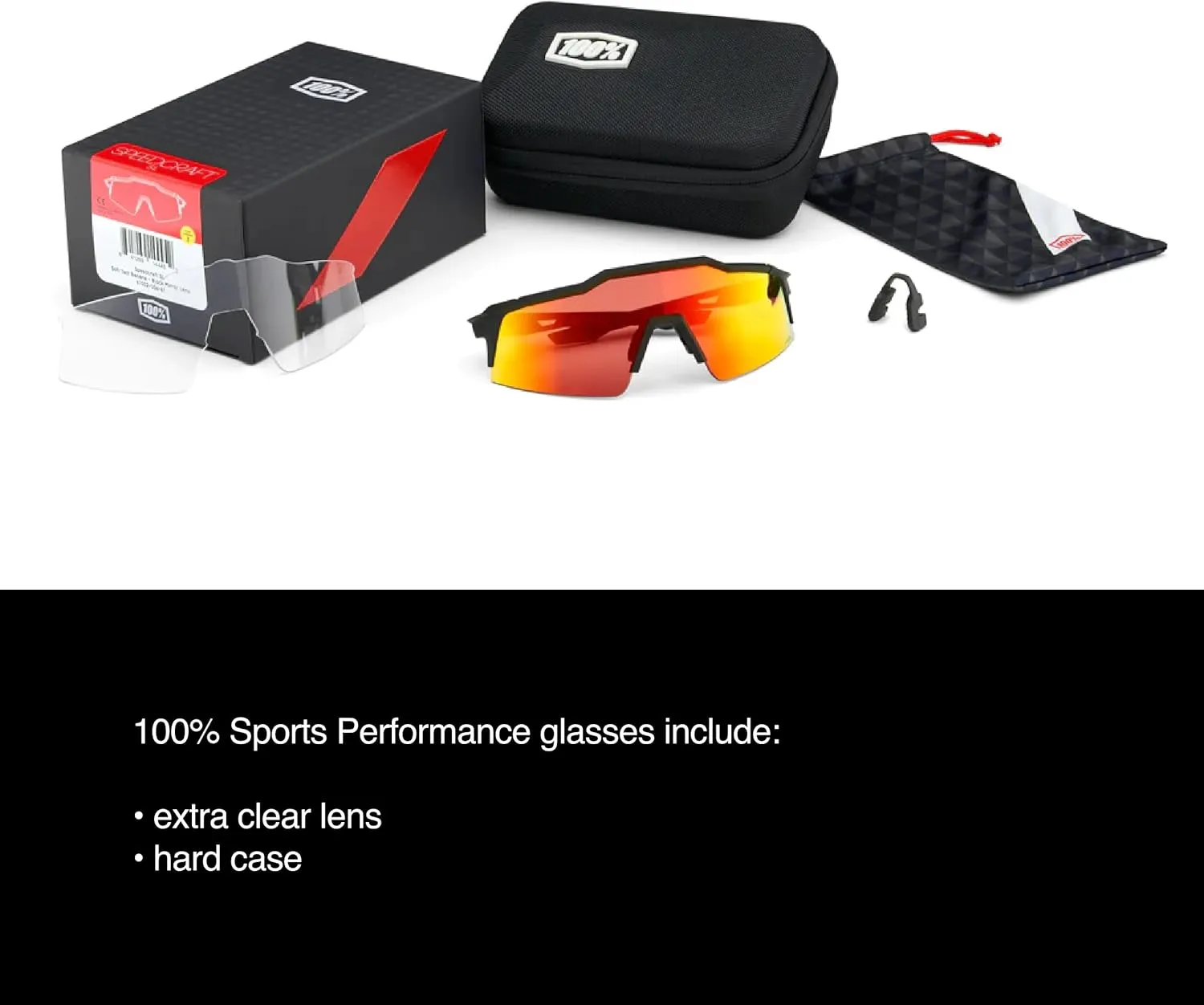 100% S3 Sport Performance Cycling Sunglasses - Vented Baseball, Road Bike, & Triathlon Racing with Interchangeable Lens