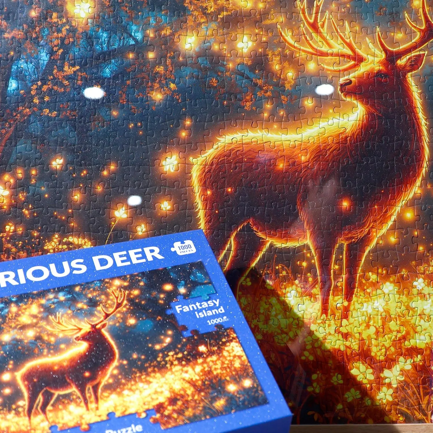 1000 Piece Sparkling Jigsaw Puzzles for Adults - Dreamy Shining Deer Under The Starry Sky, Fantasy Fairy Tale Art Puzzles, Relaxing and Challenging Gift for Puzzle Lovers