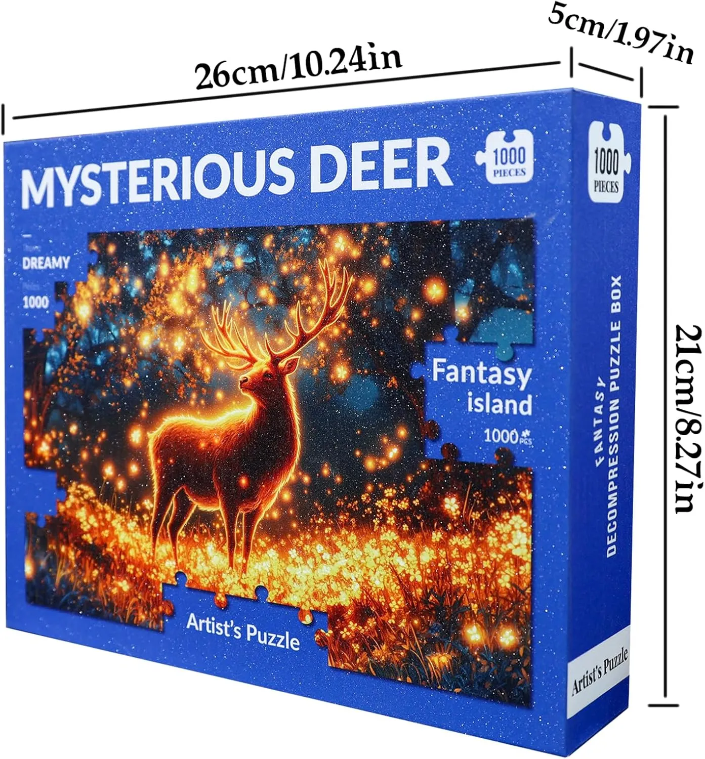 1000 Piece Sparkling Jigsaw Puzzles for Adults - Dreamy Shining Deer Under The Starry Sky, Fantasy Fairy Tale Art Puzzles, Relaxing and Challenging Gift for Puzzle Lovers