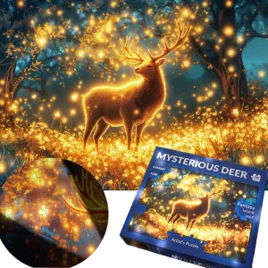1000 Piece Sparkling Jigsaw Puzzles for Adults - Dreamy Shining Deer Under The Starry Sky, Fantasy Fairy Tale Art Puzzles, Relaxing and Challenging Gift for Puzzle Lovers