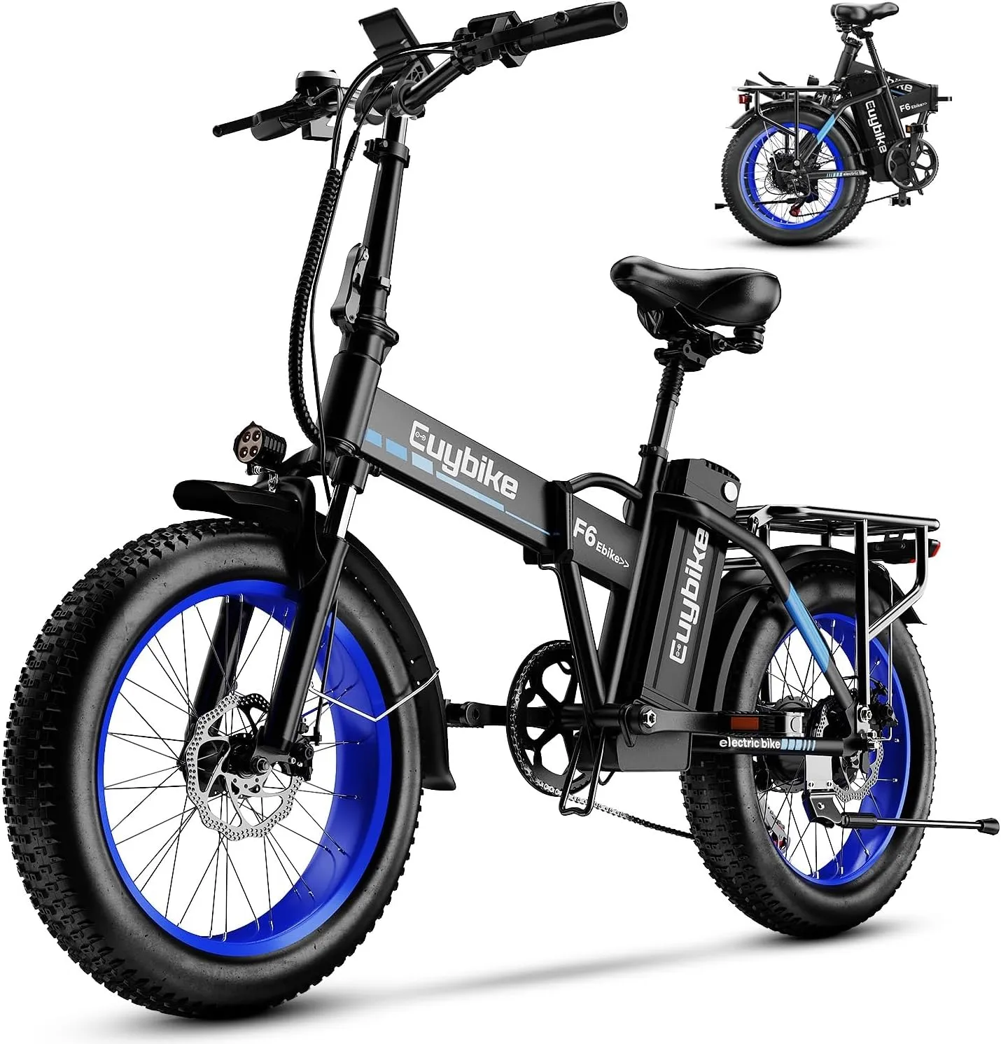 1000W Folding Electric Bike, 48V 20AH Large Removable Battery E Bike, 30 MPH, 80 Miles Max Range, 20" Fat Tire Electric Bike for Adults, Adult Electric Bicycles for Commute Beach Snow