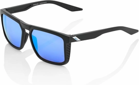 100% Renshaw Square Style Sunglasses Durable Lightweight Active Performance Eyewear Rubber Temple Grip Side Glare Shield