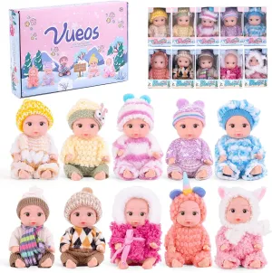 10pcs Set 4 Inch Reborn Baby Dolls - Open Eyes Realistic Baby Doll Toys for Kids, Mini Dolls Collection for 3  Year Old Girls Boys