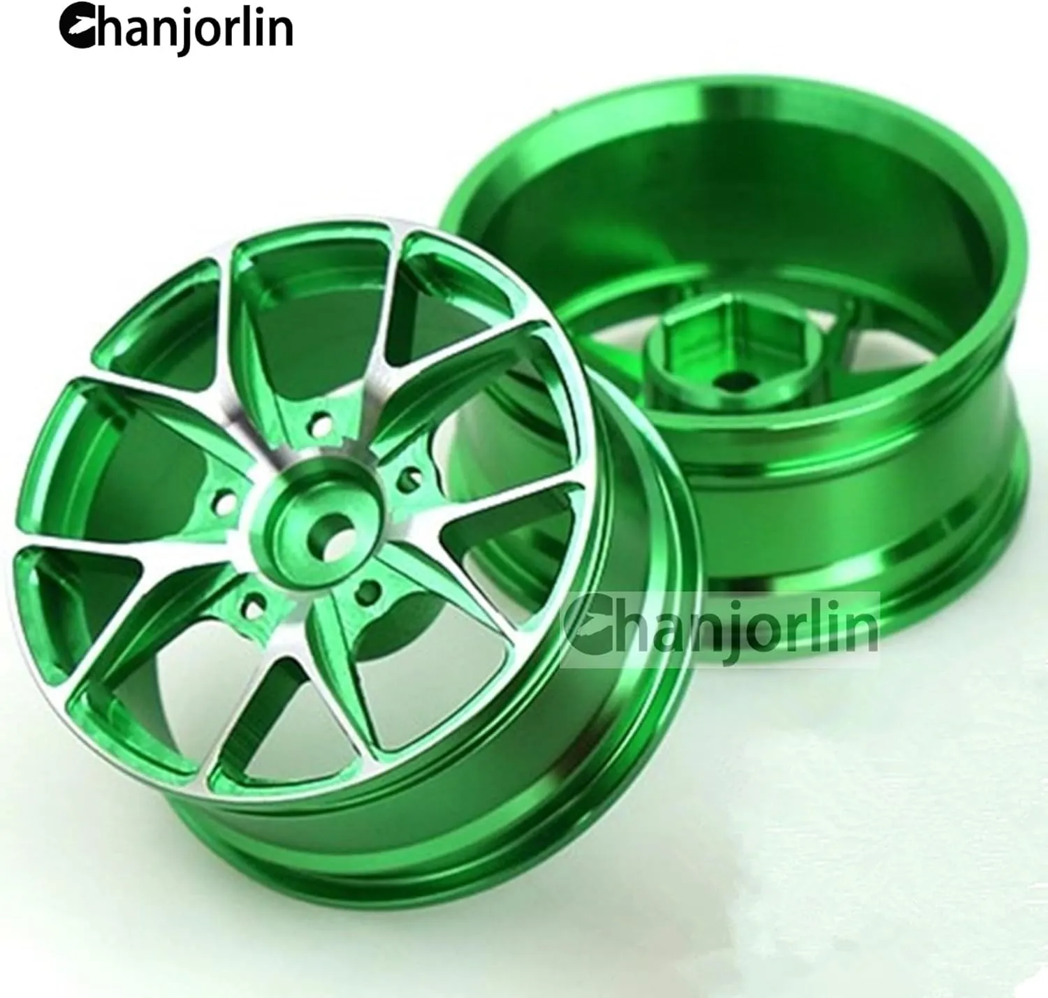 1/10 On Road Drift Wheels Rims Hex 12mm RC Aluminum Alloy Rally Racing Hubs for 1:10 Scale Touring Street Car Tires Tamiya TT01 TT02 HSP 2S 3S Brushless HPI KYOSHO XV02 XV01 4PCS (Green)
