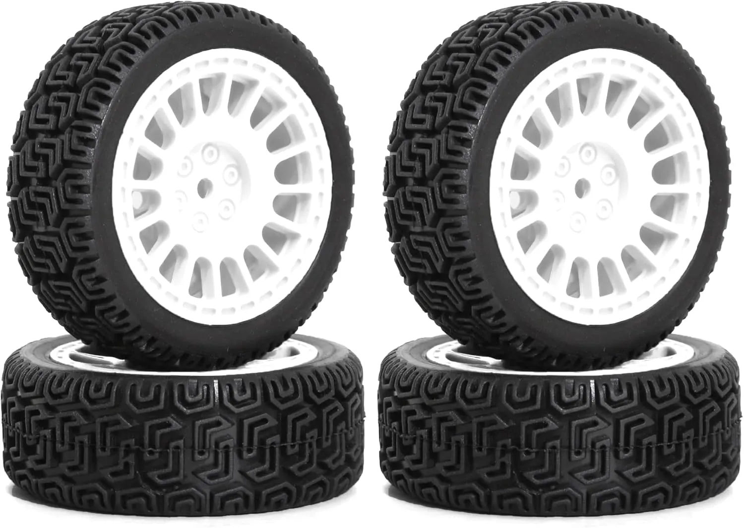 1/10 On-Road Racing Tires,68mm OD RC Rubber Wheels Tires Set 12mm Hex Fit for Traxxas HSP Tamiya TT01 TT02 HPI Kyosho HSP 1/10 On-Road Touring Car (White 2)