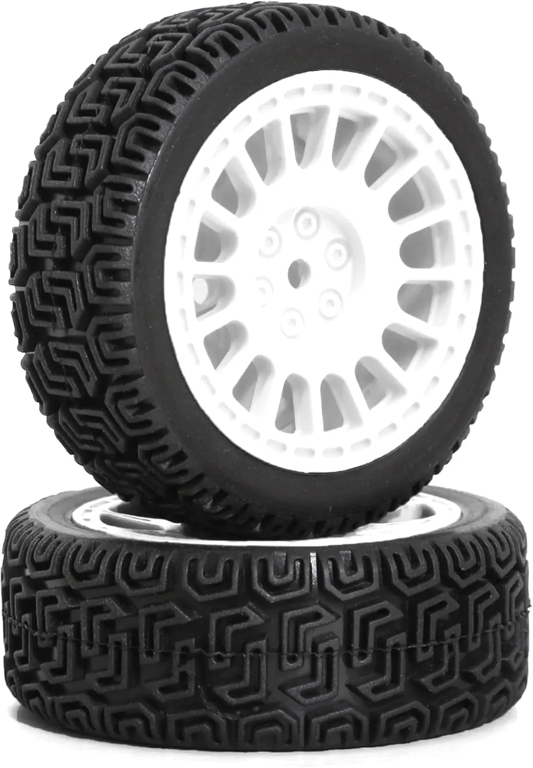 1/10 On-Road Racing Tires,68mm OD RC Rubber Wheels Tires Set 12mm Hex Fit for Traxxas HSP Tamiya TT01 TT02 HPI Kyosho HSP 1/10 On-Road Touring Car (White 2)