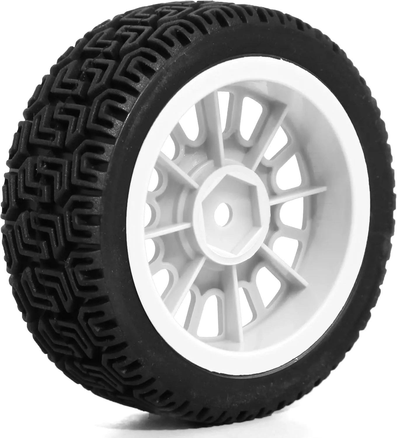 1/10 On-Road Racing Tires,68mm OD RC Rubber Wheels Tires Set 12mm Hex Fit for Traxxas HSP Tamiya TT01 TT02 HPI Kyosho HSP 1/10 On-Road Touring Car (White 2)