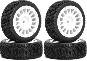 1/10 On-Road Racing Tires,68mm OD RC Rubber Wheels Tires Set 12mm Hex Fit for Traxxas HSP Tamiya TT01 TT02 HPI Kyosho HSP 1/10 On-Road Touring Car (White 2)