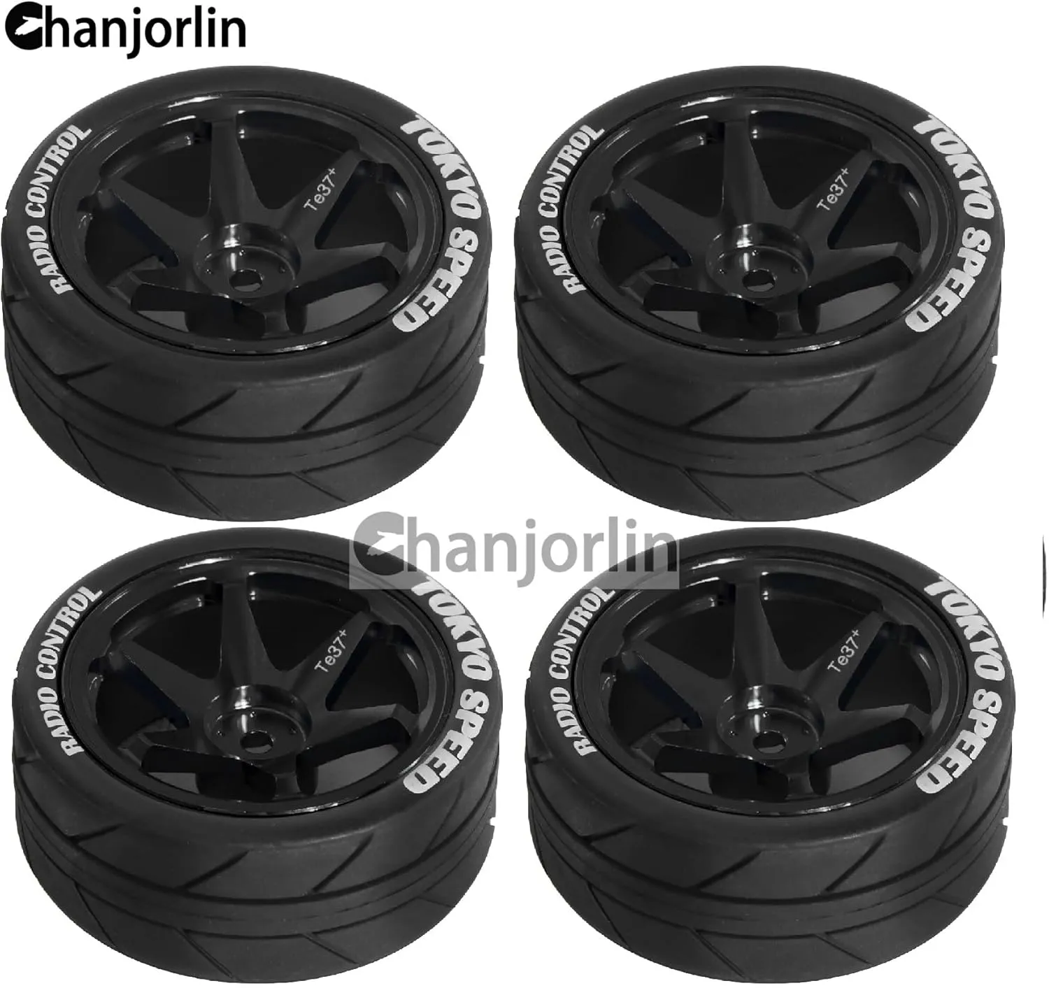 1/10 On Road Tires and Aluminum Wheels 12mm Hex RC Rally Racing Tyres OD 2.56" for Tamiya TT01 TT02 XV01 TA06 A959 PTG2 HPI KYOSHO PTG2 Traxxas 1:10 Street Touring Drift Car 4PCS (Black)
