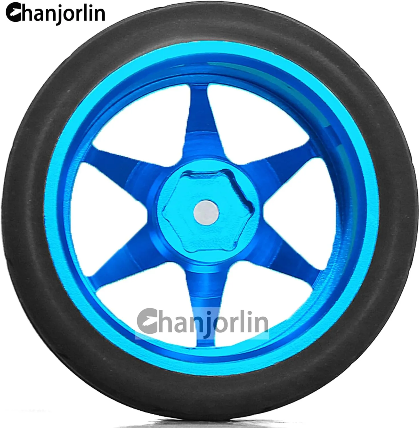 1/10 On Road Tires and Aluminum Wheels 12mm Hex RC Rally Racing Tyres OD 2.56" for Tamiya TT01 TT02 XV01 TA06 A959 PTG2 HPI KYOSHO PTG2 Traxxas 1:10 Street Touring Drift Car 4PCS (Blue)
