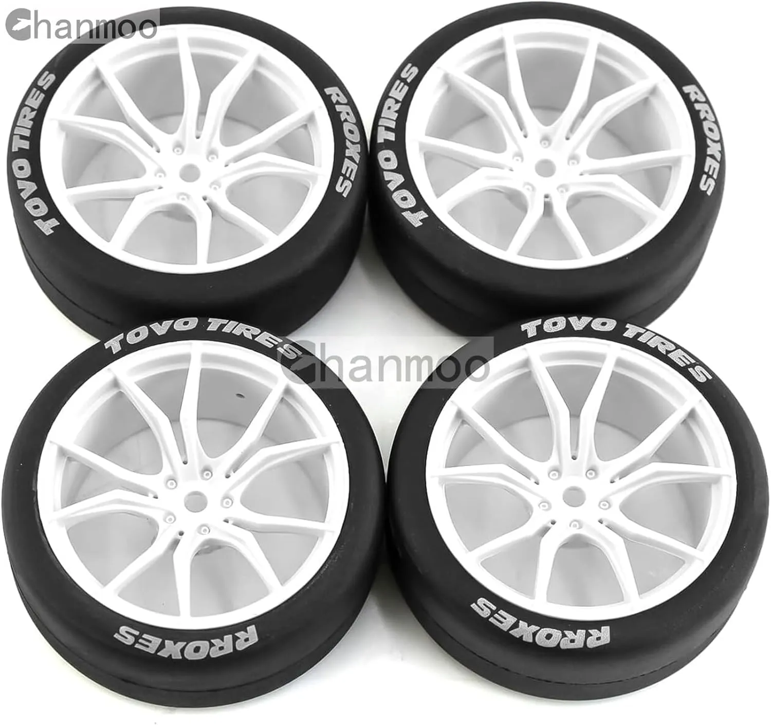 1/10 RC Drift Tires and Plastic Wheels Rims Rally Racing Tyres 12mm Hex for 1:10 Scale On Road Touring Street Car Tamiya Traxxas HPI KYOSHO XV02 XV01 TT01 TT02 PTG2 A959 4PCS (A White)