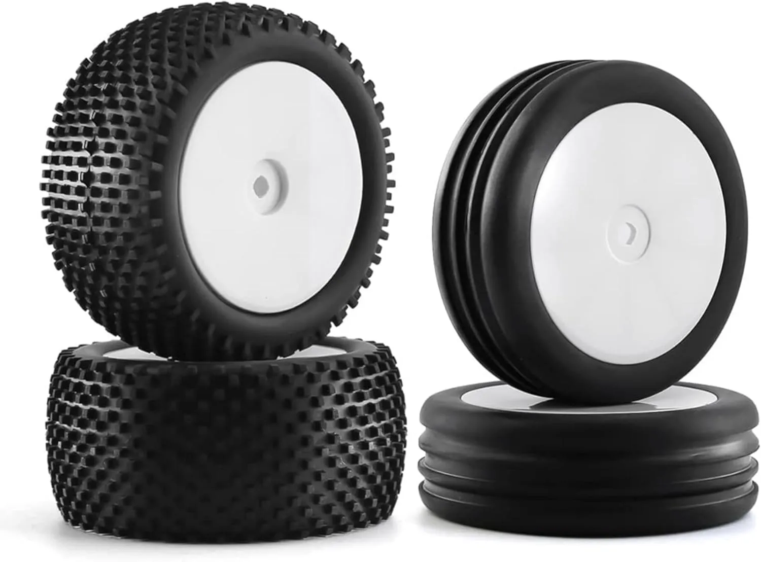 1/10 RC Off Road Racing Tires and Wheels Rims 12mm Hex Front and Rear Tyres for 1:10 Scale Buggy Car Serpent Spyder SRX2 SRX4 XRAY XB2 Tekno EB410 yokomo yz4 Tamiya TD4 TT-02B DF-02 4PCS