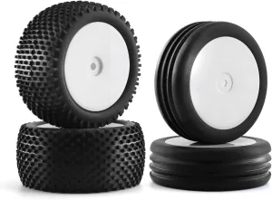 1/10 RC Off Road Racing Tires and Wheels Rims 12mm Hex Front and Rear Tyres for 1:10 Scale Buggy Car Serpent Spyder SRX2 SRX4 XRAY XB2 Tekno EB410 yokomo yz4 Tamiya TD4 TT-02B DF-02 4PCS