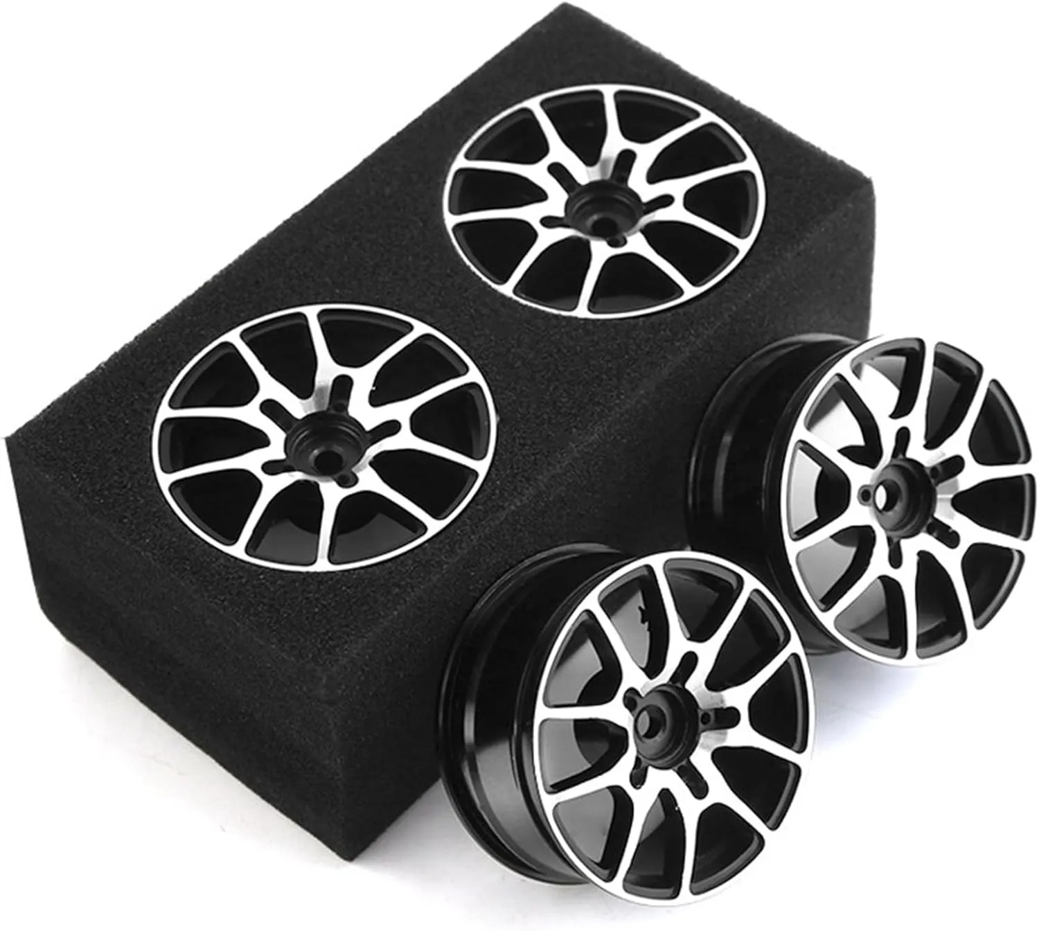 1/10 RC On Road Drift Wheels Rims Hex 12mm Metal Rally Racing Hubs for 1:10 Scale Touring Street Car Tires Tyres Tamiya TT01 TT02 HSP 2S 3S Brushless HPI KYOSHO XV02 XV01 4PCS (Black)