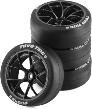 1/10 RC Rally On-Road Car Tires & Hard Plastic Wheels Rims Drift Tyres 12mm Hex - Fits 1:10 Scale RC Cars Tamiya, Traxxas, HPI, KYOSHO XV02, XV01, TA06, TT01, TT02, PTG2, A959 (4PCS) (Black)