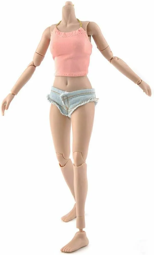 1/12 Scale Female Body Half-Wrapped Rubber Stainless Steel Joint Body Flexible Suntan Skin Small Breasts Female Body for 6 Inches Action Figure Collection Gift