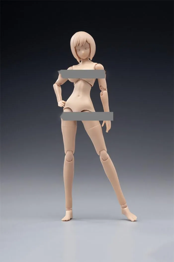 1/12 Scale Female Body,6inch Female Joint Flexible Action Figure Body with Head Sculpt&Stand Collection (Suntan Skin, Huge Bust)
