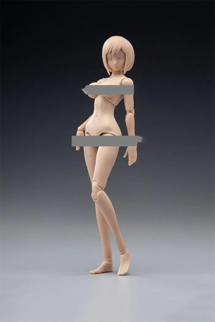 1/12 Scale Female Body,6inch Female Joint Flexible Action Figure Body with Head Sculpt&Stand Collection (Suntan Skin, Huge Bust)