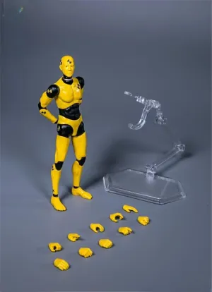 1/12 Scale Male Action Figure, 6 inches Flexible Testman Aciton Figure Body, 1/12 Ball-Jointed Testman Crash Test Dummy Figure (Yellow)
