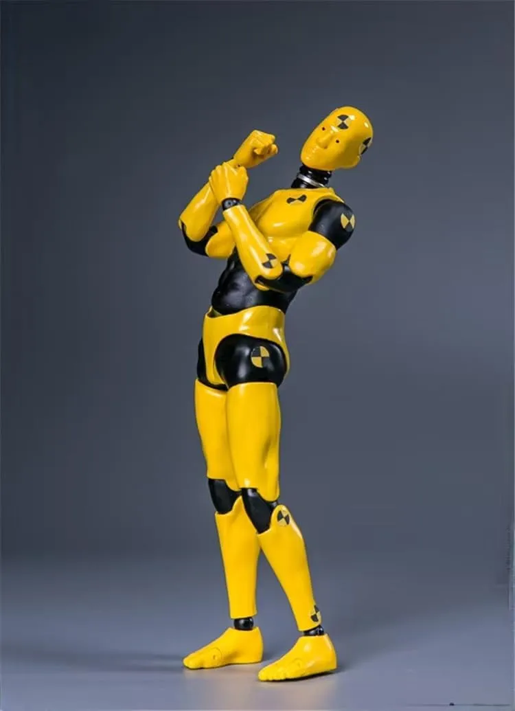 1/12 Scale Male Action Figure, 6 inches Flexible Testman Aciton Figure Body, 1/12 Ball-Jointed Testman Crash Test Dummy Figure (Yellow)