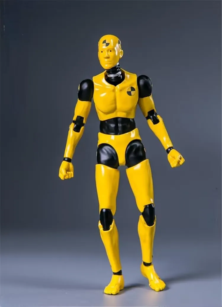 1/12 Scale Male Action Figure, 6 inches Flexible Testman Aciton Figure Body, 1/12 Ball-Jointed Testman Crash Test Dummy Figure (Yellow)