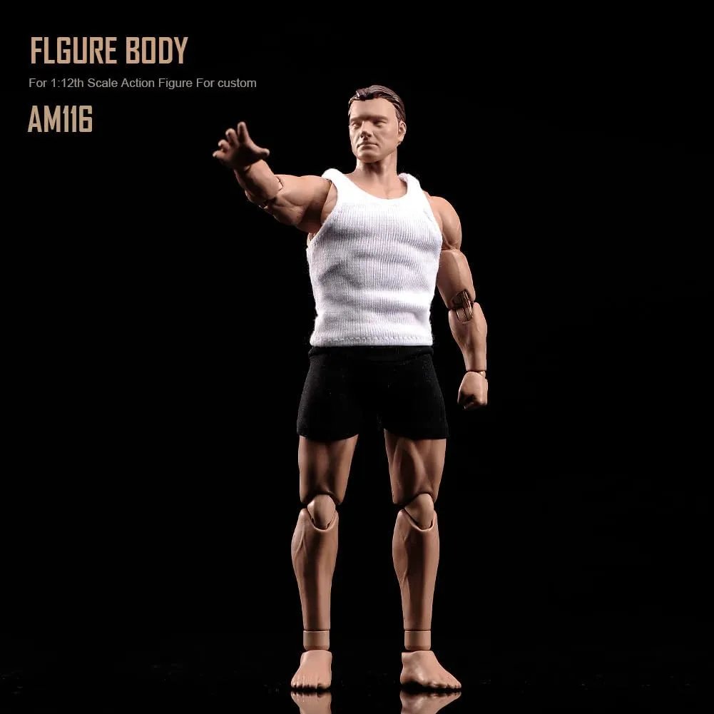 1:12 Scale Male Action Figure AM116 Flexible Custom Muscle Male Figure Body 6inch PVC Miniature Figure Strong Dolls