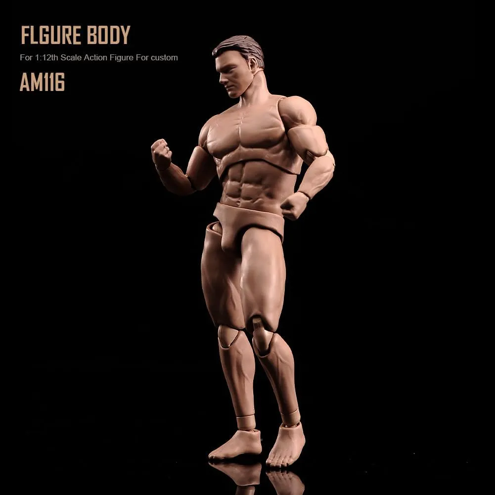 1:12 Scale Male Action Figure AM116 Flexible Custom Muscle Male Figure Body 6inch PVC Miniature Figure Strong Dolls