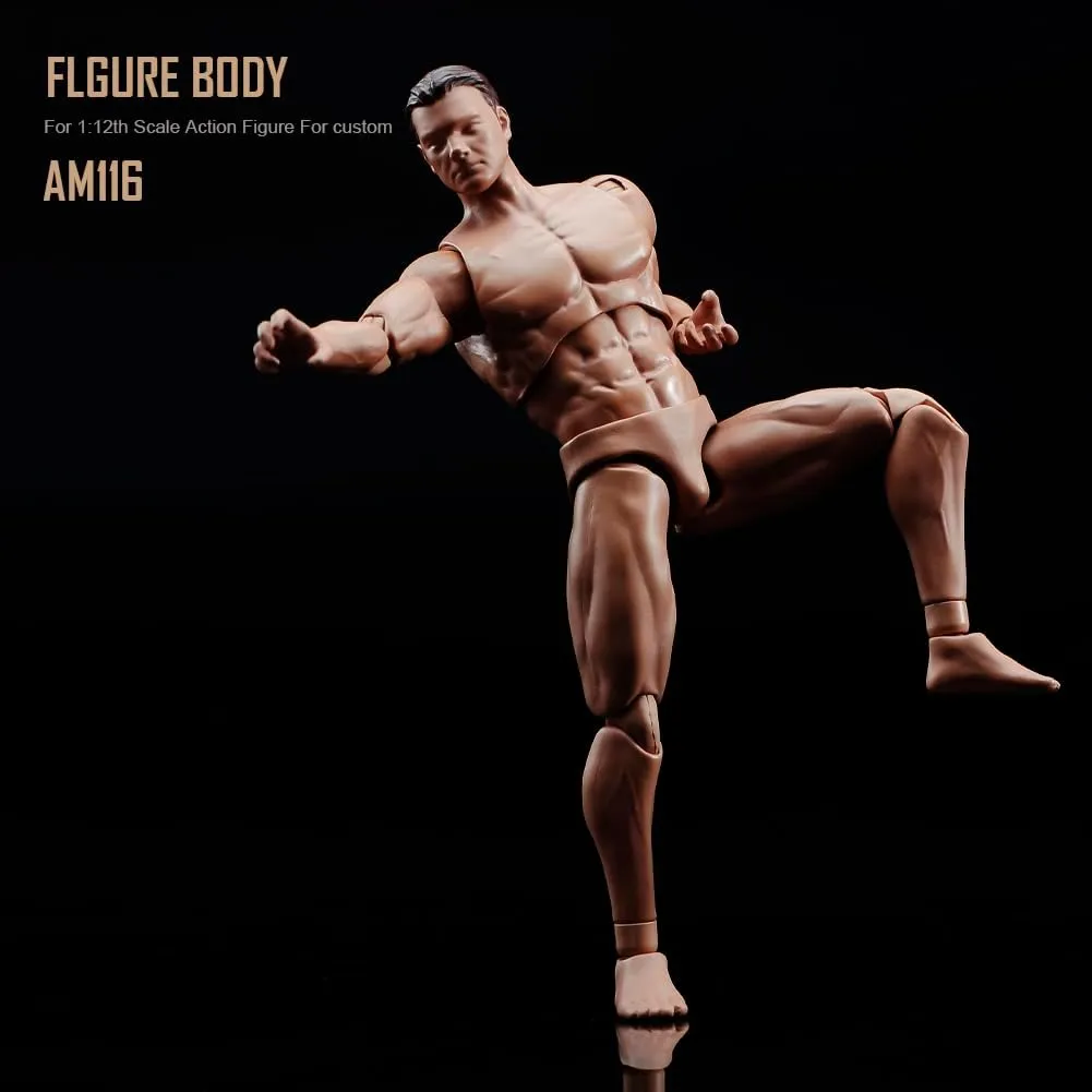 1:12 Scale Male Action Figure AM116 Flexible Custom Muscle Male Figure Body 6inch PVC Miniature Figure Strong Dolls