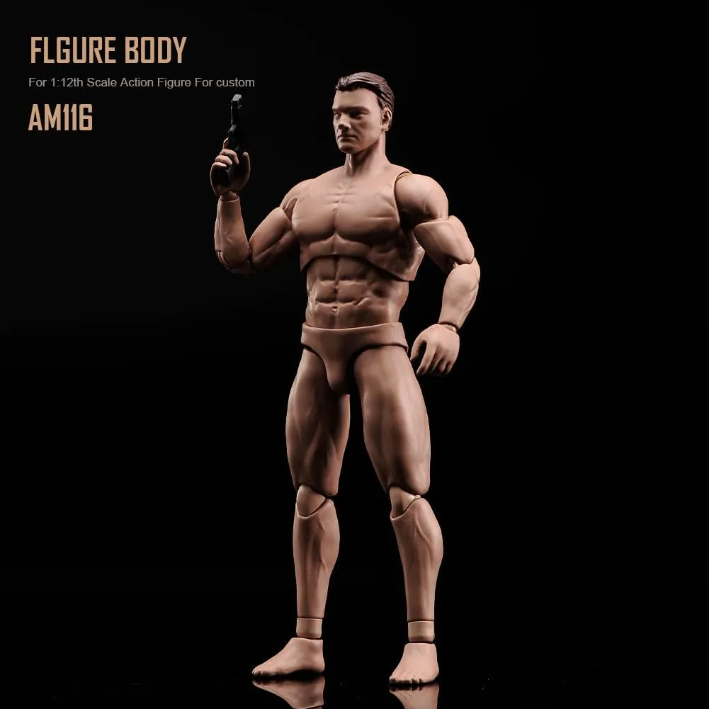 1:12 Scale Male Action Figure AM116 Flexible Custom Muscle Male Figure Body 6inch PVC Miniature Figure Strong Dolls