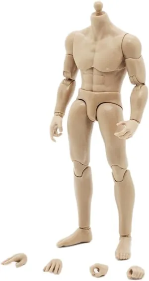1/12 Scale Male Action Figure Body, 6 Inch Flexible Ball-Joint Muscular Body Man Aciton Figure, 1/12 Strong Muscle Man Figure Model with Detachable Hand Gesture Shapes (Short Waist)