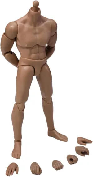 1/12 Scale Male Soldier Miniature Action Figure Body Doll Collection (2pcs Waist Body with Neck)