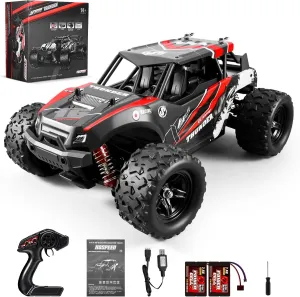 1:18 Scale RC Cars, 36 KM/H High Speed, 2.4 GHz Remote Control and 2 Rechargeable Batteries，4 Shock Absorbers, for Xmas (Red)
