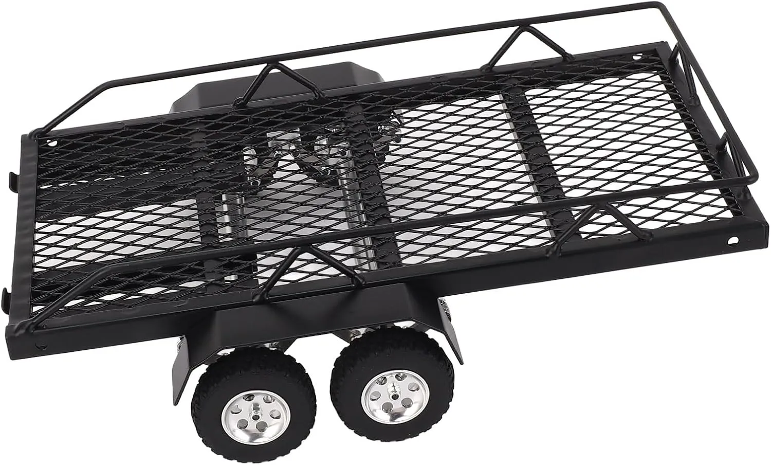 1/24 Scale RC Trailer, Dual Axles, Black, Iron, Compatible with SCX24 & FCX24, Adults & Hobbyists