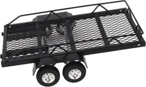 1/24 Scale RC Trailer, Dual Axles, Black, Iron, Compatible with SCX24 & FCX24, Adults & Hobbyists