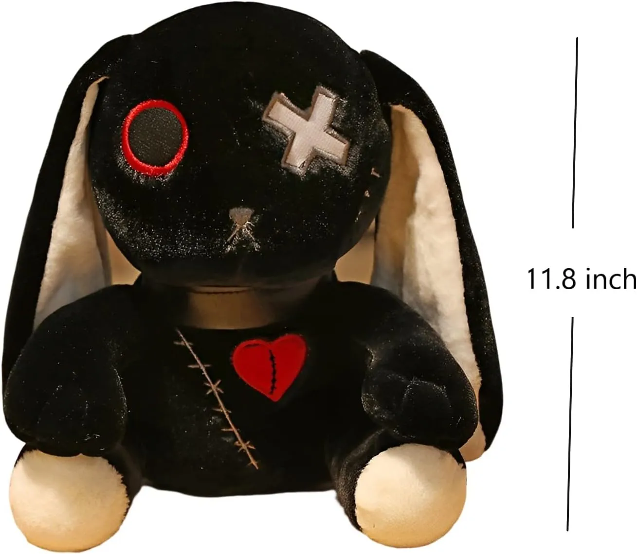 12in Gothic Style Plush Rabbit, Plush Bunny Toy, Easter Bunny Creepy Plushies Doll (Black Rabbit)