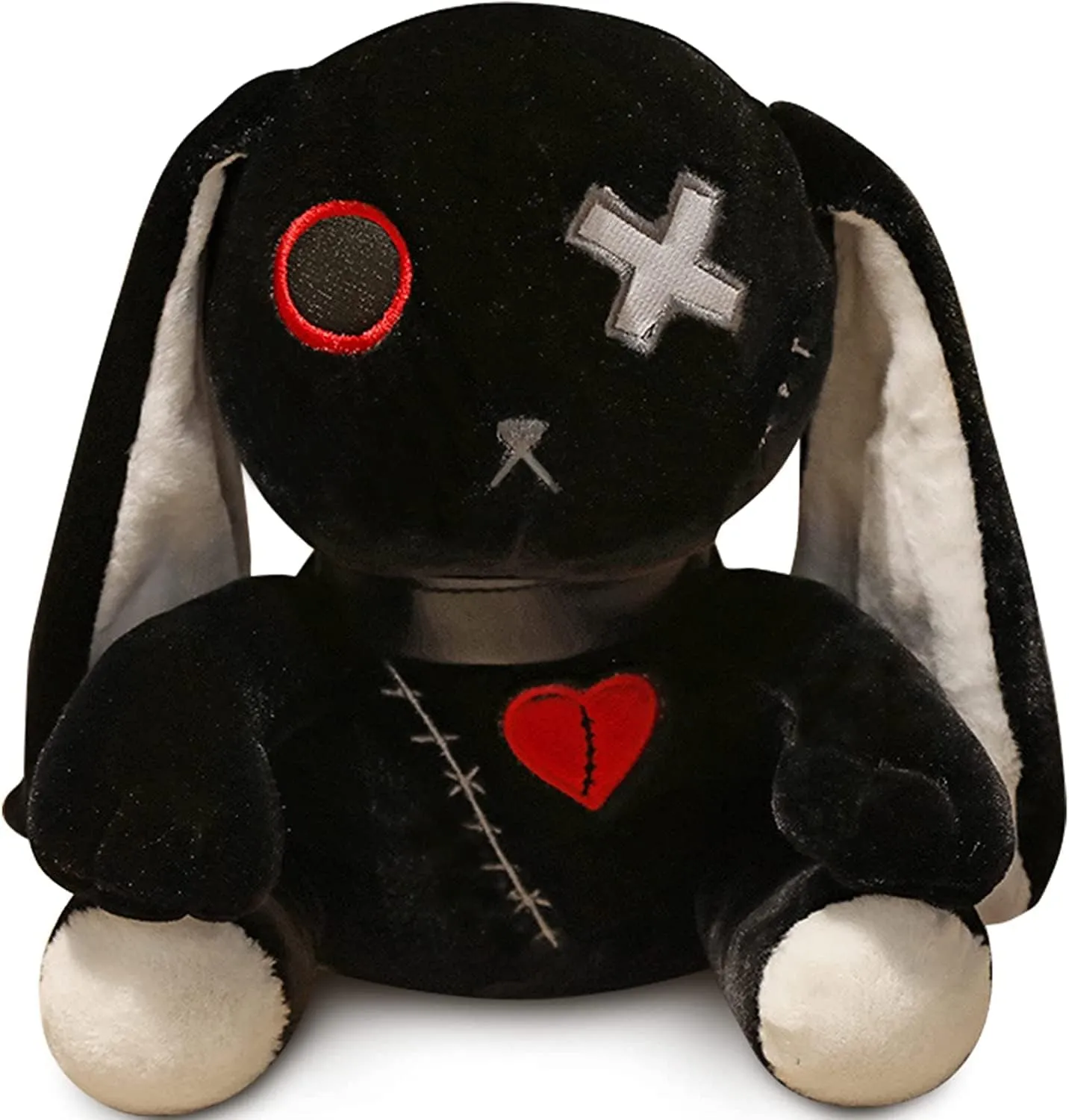12in Gothic Style Plush Rabbit, Plush Bunny Toy, Easter Bunny Creepy Plushies Doll (Black Rabbit)
