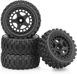 12mm Hex RC Wheels and Tires, daitoku RC Car Tires for Arrma 2S Typhon Grom 1/14 RC Buggy Car (4PCS)