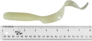 12pcs 8" (with Tail Extended) Curly Single Tail Perch Grub Lure 5 inch Scampi Soft Bait - Glow in The Dark