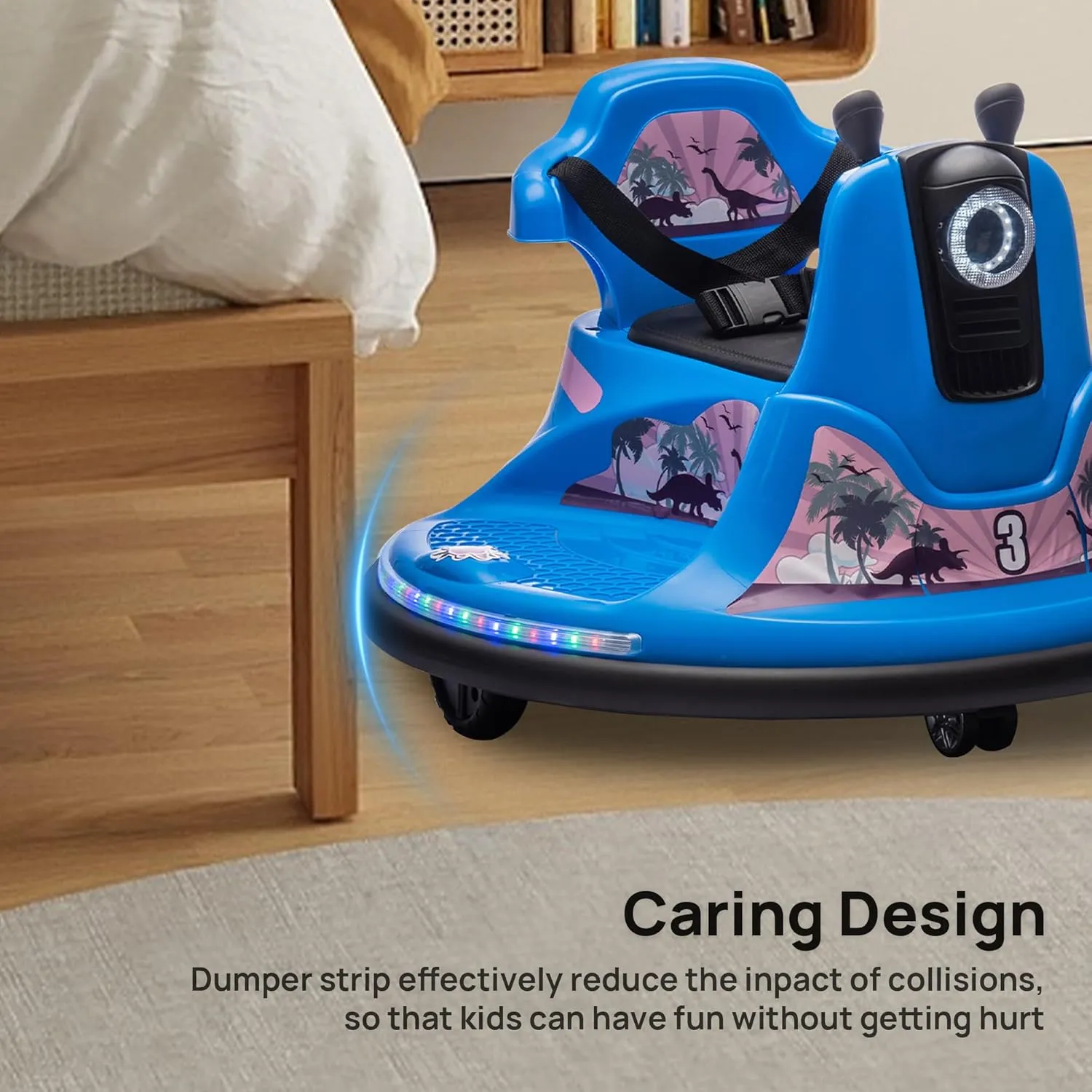 12V Electric Ride on Toy for Kids, Kids Electric Car, Smart Bumper Car for Toddler with 360°Spin Birthday Gift Blue