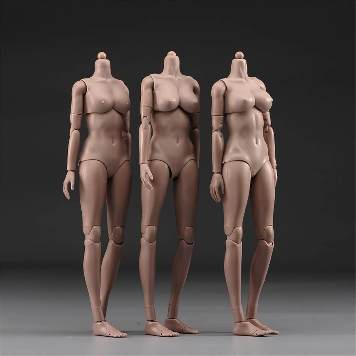 1/6 Female Suntan Pale Action Figure Dolls 12" Middle Big Breasts Super Flexible Semi-Silicone Body Fit 1:6 Head Sculpt (Suntan Oversize Bust)
