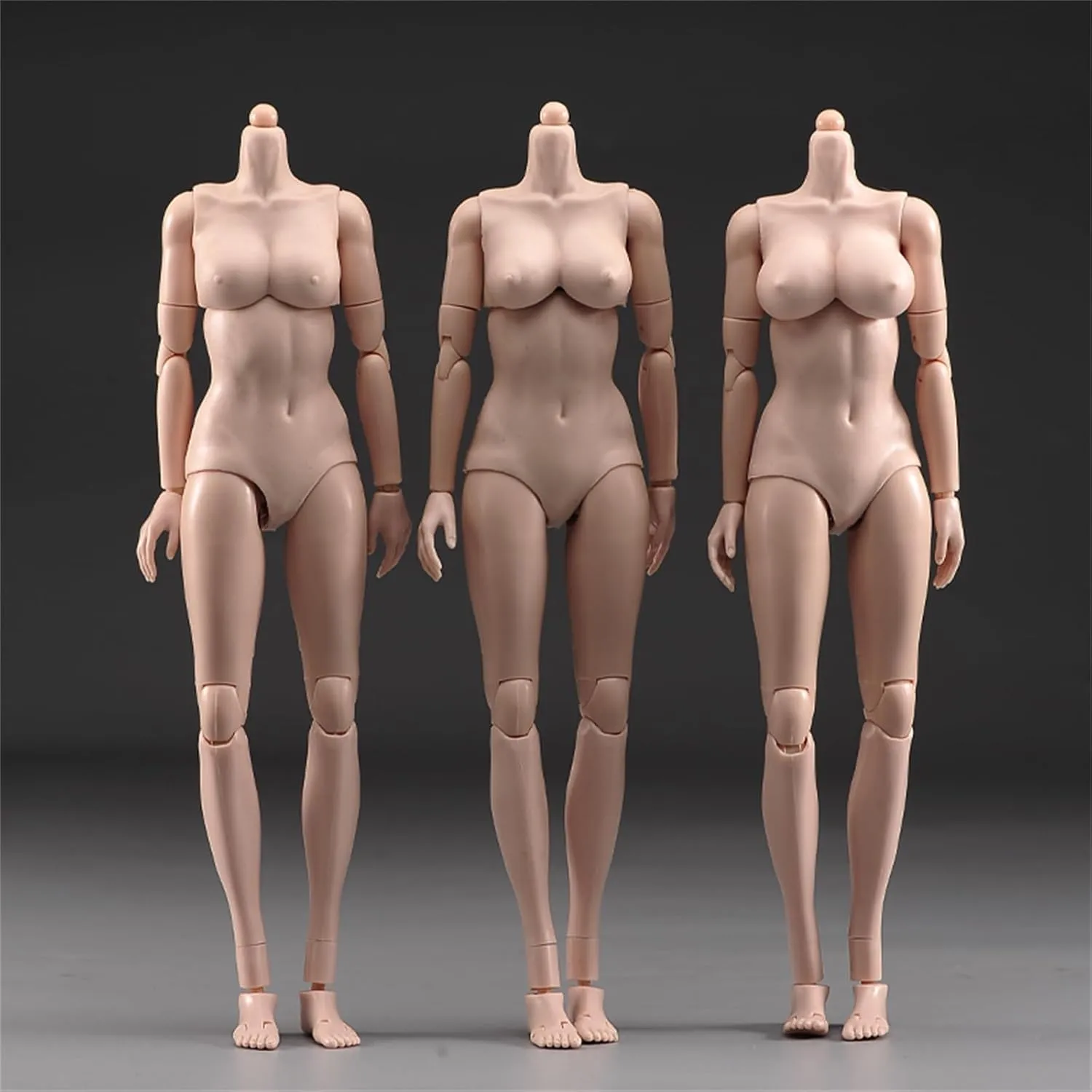 1/6 Female Suntan Pale Action Figure Dolls 12" Middle Big Breasts Super Flexible Semi-Silicone Body Fit 1:6 Head Sculpt (Suntan Oversize Bust)