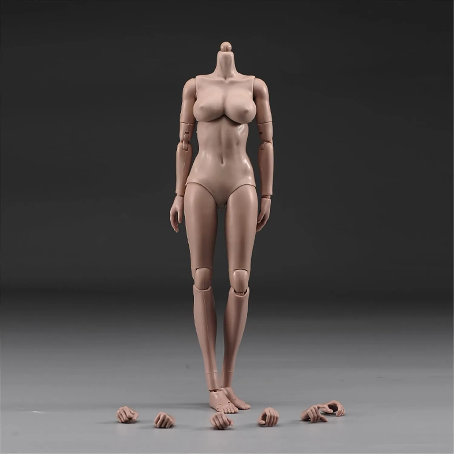 1/6 Female Suntan Pale Action Figure Dolls 12" Middle Big Breasts Super Flexible Semi-Silicone Body Fit 1:6 Head Sculpt (Suntan Oversize Bust)