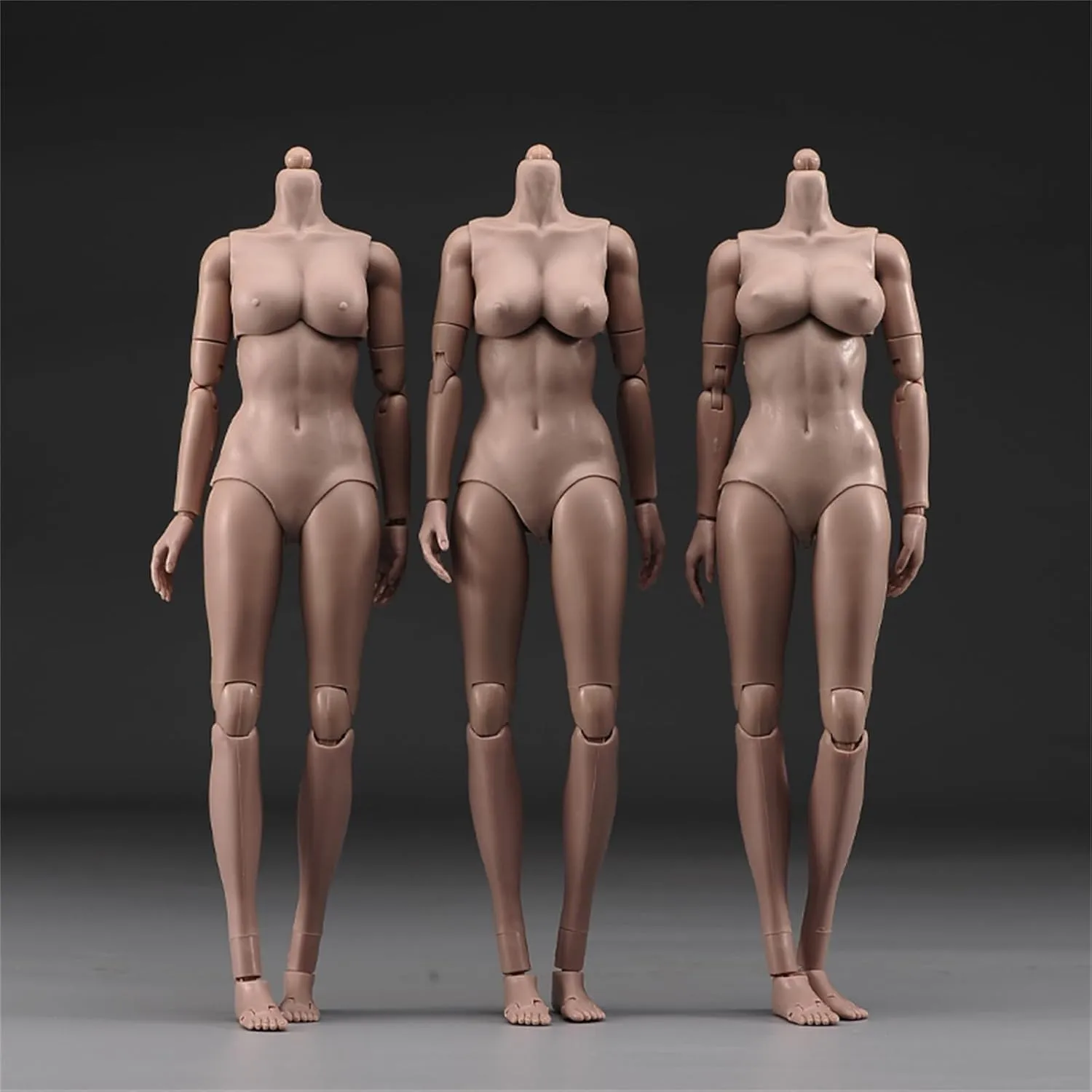1/6 Female Suntan Pale Action Figure Dolls 12" Middle Big Breasts Super Flexible Semi-Silicone Body Fit 1:6 Head Sculpt (Suntan Oversize Bust)