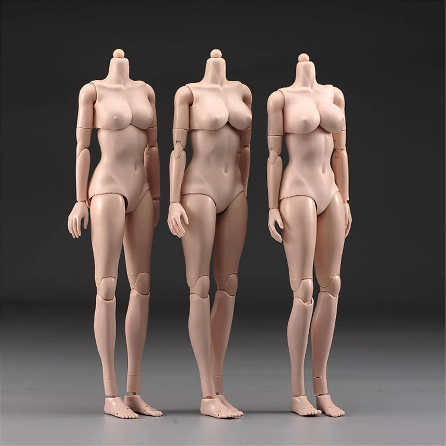 1/6 Female Suntan Pale Action Figure Dolls 12" Middle Big Breasts Super Flexible Semi-Silicone Body Fit 1:6 Head Sculpt (Suntan Oversize Bust)