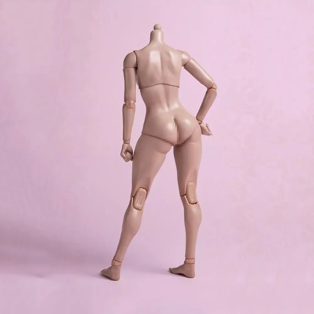 1/6 Scale Female Action Figure Body, 12 inches Flexible Ball Joint Slightly Fat Legs Female Action Figure Body Doll Model with Detachable Hand Gesture & Feet Shapes Accessories (Suntan Skin)