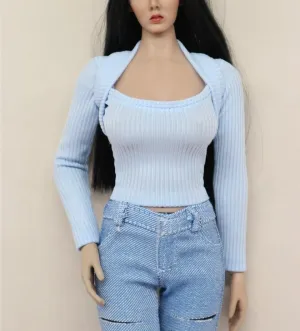 1/6 Scale Female Action Figure Doll Clothes Long Sleeved Tight Fitting Knit Shirt for 12 Inch Joint Flexible Figure Doll Miniatures Accessories Doll