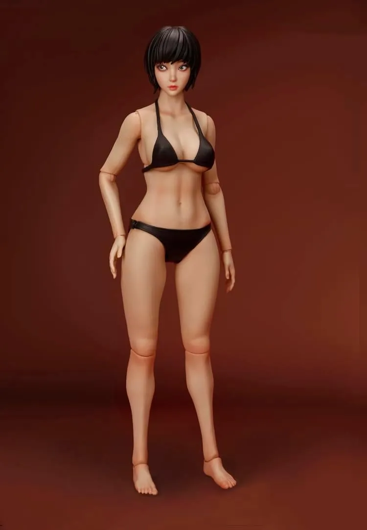 1/6 Scale Female Action Figure,12inch Female Joint Flexible Figure Body with Movable Eyes Head Sculpt and Clothes Collection (Suntan Skin)