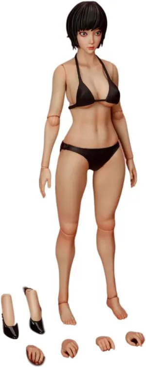 1/6 Scale Female Action Figure,12inch Female Joint Flexible Figure Body with Movable Eyes Head Sculpt and Clothes Collection (Suntan Skin)