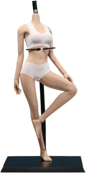 1/6 Scale Female Body, 12inch Super Flexible Asian Body Type Action Figure JIAOUDOLL Seamless Narrow Shoulders Figure Body Doll Collection (Suntan Skin, JOQ-10C-Middle Bust-Detachable Feet)